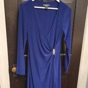 Ralph Lauren Special Ocassion Royal Blue Long Sleeve Floor Length Dress